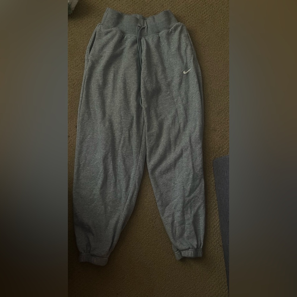 Gray Track Pants with Elastic Cuffs and Waistband